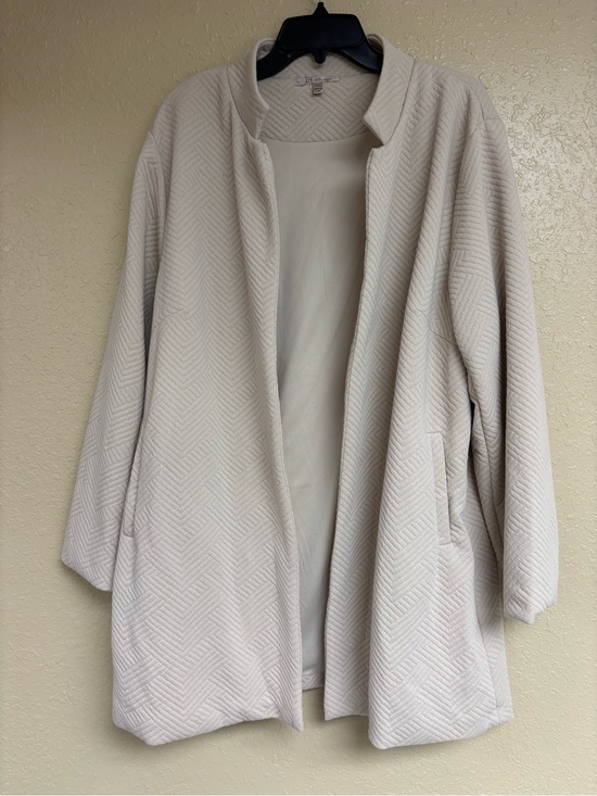 I.B. Diffusion Sweaters - Open-Front Light Beige Chevron Knit Cardigan
